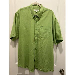 Cutter & Buck Shirt XL Button Up Men's Short Sleeve Pocket Light Green